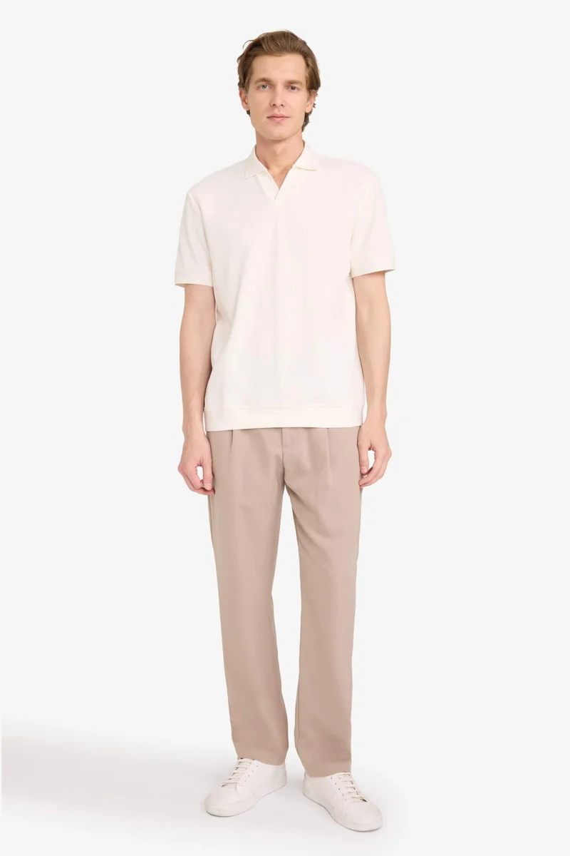DeFacto Regular Fit Pleat Short Sleeve Polo T-Shirt