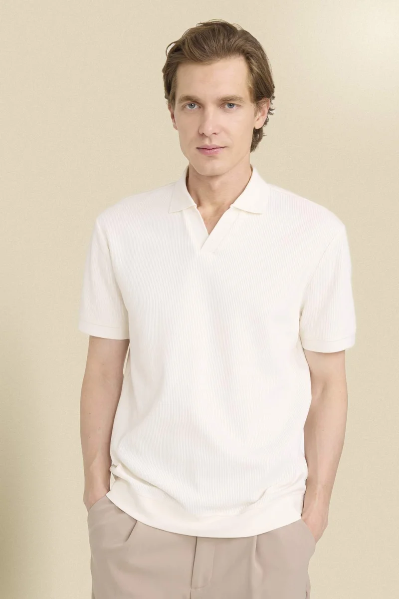 DeFacto Regular Fit Pleat Short Sleeve Polo T-Shirt