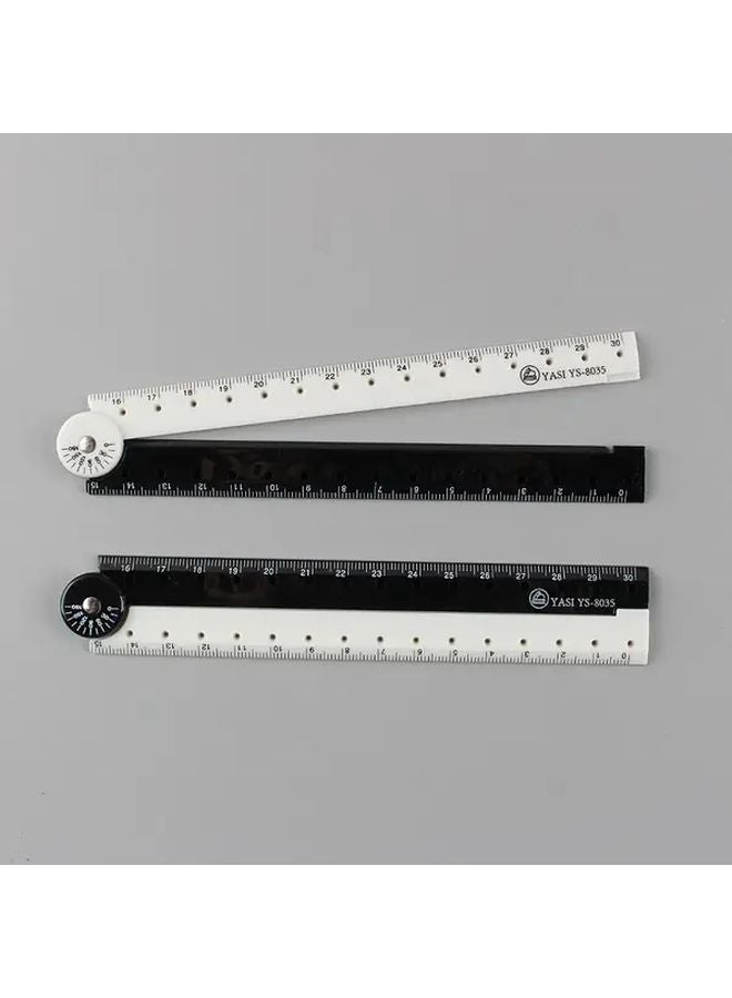 YASI Folding Ruler Black White Durable Plastic Creative Stationery Ideal For School Office Home Use - Image 2