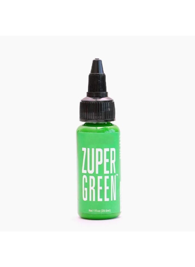 Professional Tattoo Ink Green 29.6ml - High Saturation, Long Lasting, Skin Safe & Vegan Pigment