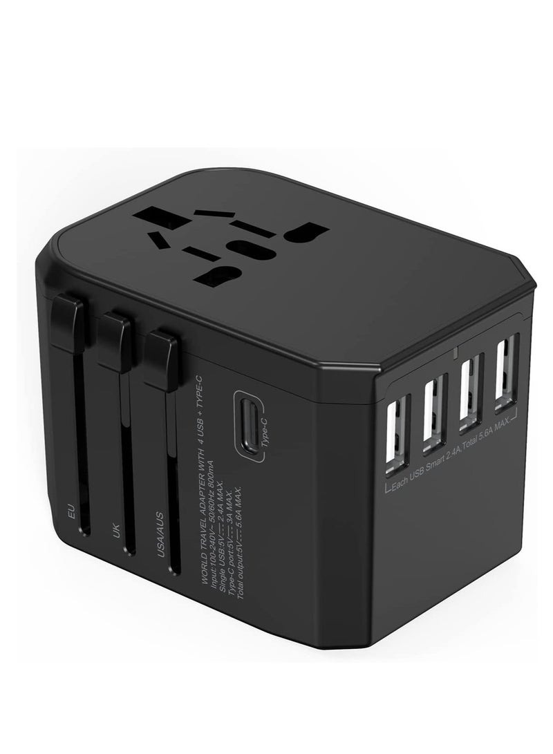 ELTRAZONE Universal Travel Adapter with 4 Ultra-Fast USB Port and 1 Ultra-Fast USB Type C Port and Power Socket Worldwide Plugs  - Image 2