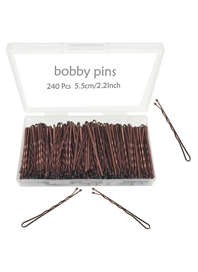 YINGFENG Bobby Pins Brown, 240 Count 2.2 Inch Hair Pins With Cute Box, Premium Bobby Pin For Kids, Girls And Women, Great For All Hair Types  - Image 1