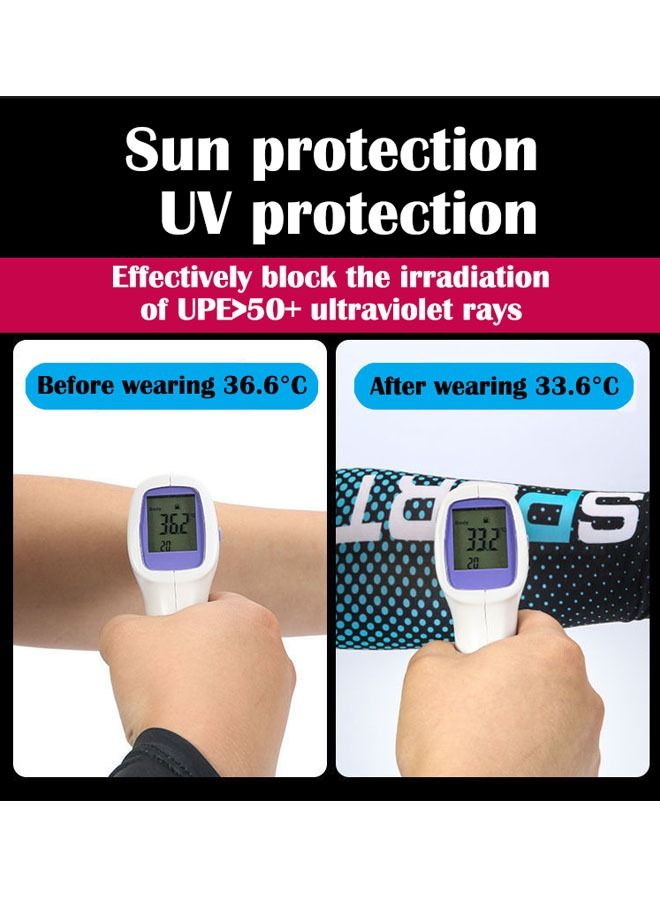ZCM-HAPPY Pair of Sunscreen Ice Silk Arm Sleeves and UV Protected Cycling Face Mask - Image 2