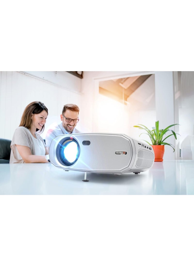 تكناكس ألمانيا جهاز عرض LED، جهاز عرض فيديو بدقة 1080 بكسل عالية الدقة لأفلام المنزل، هدية للأطفال للألعاب والأنشطة الخارجية، مقاس عرض من 50 إلى 200 بوصة مع هاتف VGA HDMI AV USB كمبيوتر محمول وجهاز تحكم عن بعد، عمر افتراضي 40000 ساعة  - Image 2