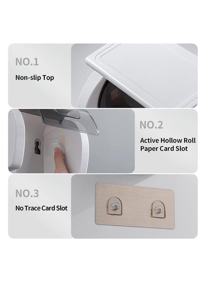 Arabest Toilet Paper Holder Wall Mounted Waterproof Roll Paper Holder No Drilling Bathroom Shelf Roll Paper Tissue Paper for Bathroom Kitchen Waterproof Toilet Paper Holder- White 1  - Image 3