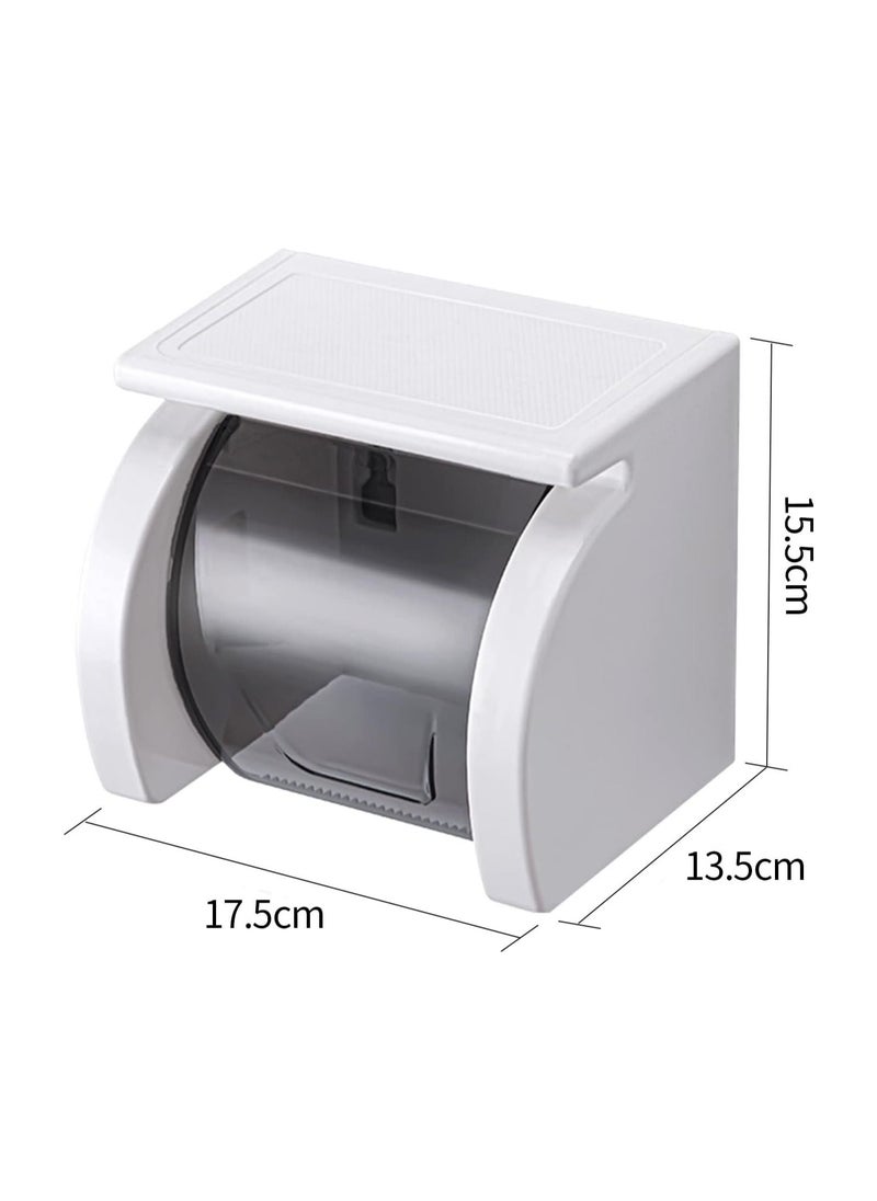 Arabest Toilet Paper Holder Wall Mounted Waterproof Roll Paper Holder No Drilling Bathroom Shelf Roll Paper Tissue Paper for Bathroom Kitchen Waterproof Toilet Paper Holder- White 1  - Image 5