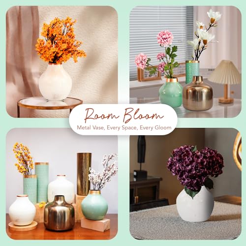 Ekhasa Nostrae by Ekhasa Unbreakable Metallic Aqua Hammered Flower Vase for Home Decor | Aesthetic Vase Gift for Wedding, Housewarming, Parties | Decorative Metal Vase for Living Room, Dining Table, Office - Image 4