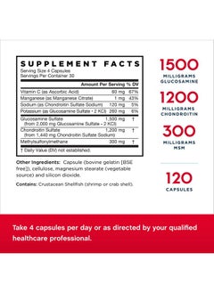 jarrow formulas Glucosamine + Chondroitin + Msm 120 Capsules Nutrient Support Of Joint Health With Vitamin C & Manganese 30 Servings  - Image 3