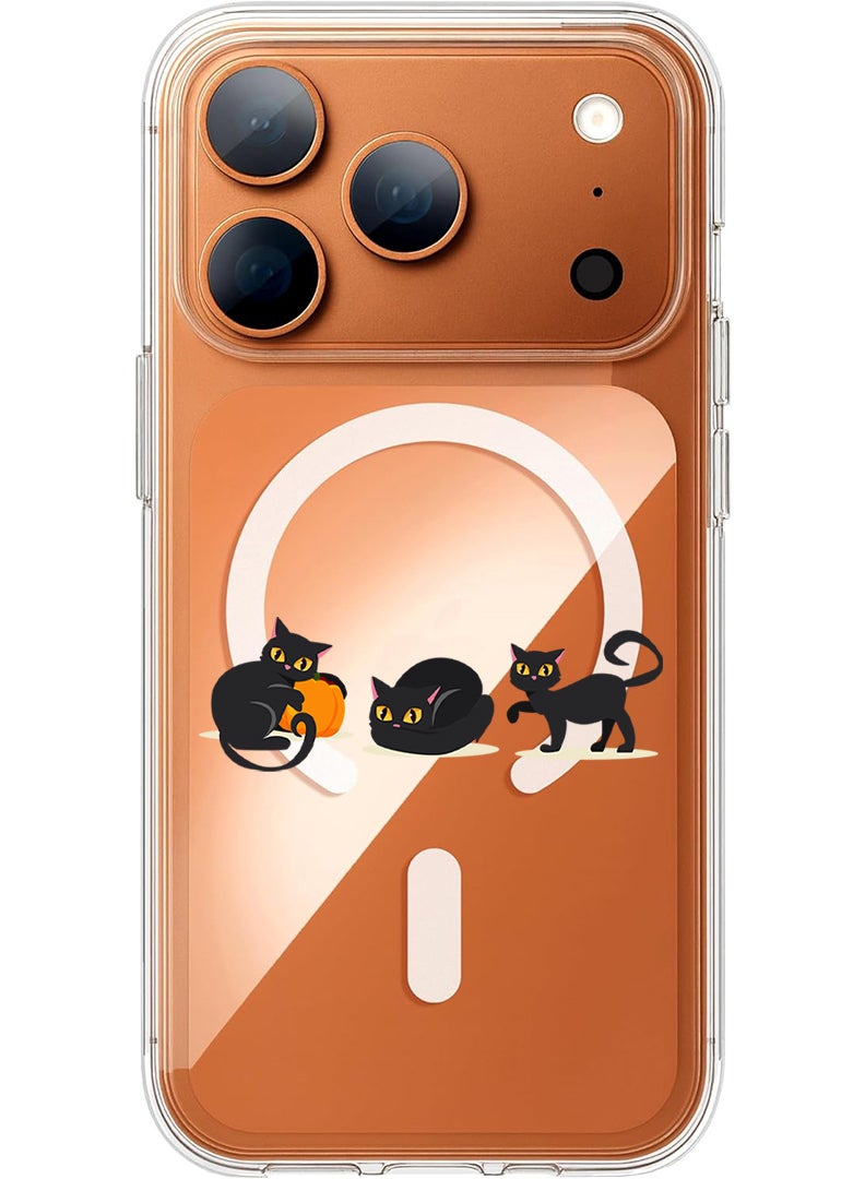 Theodor Magnetic Case for Apple iPhone 17 Pro Max Compatible with MagSafe Wireless Charging, Shockproof Phone Bumper Cover - Cat pumpkin Halloween-01 - Image 1