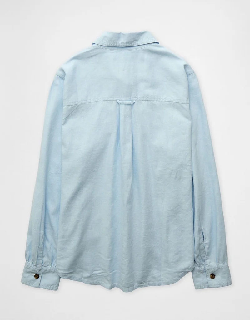 American Eagle  AE Linen-Blend Button-Up Shirt for Women | Best Price UAE