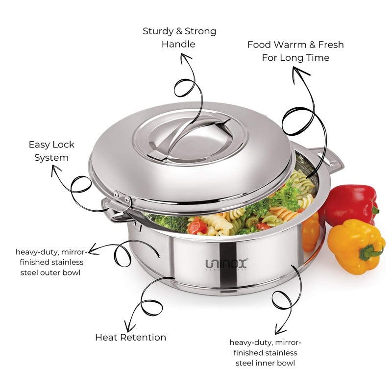 uninox Stylo Double-Walled Stainless Steel Casserole (500 ml) - Insulated, Portable, Hot & Cold Food Storage & Serving - Image 4