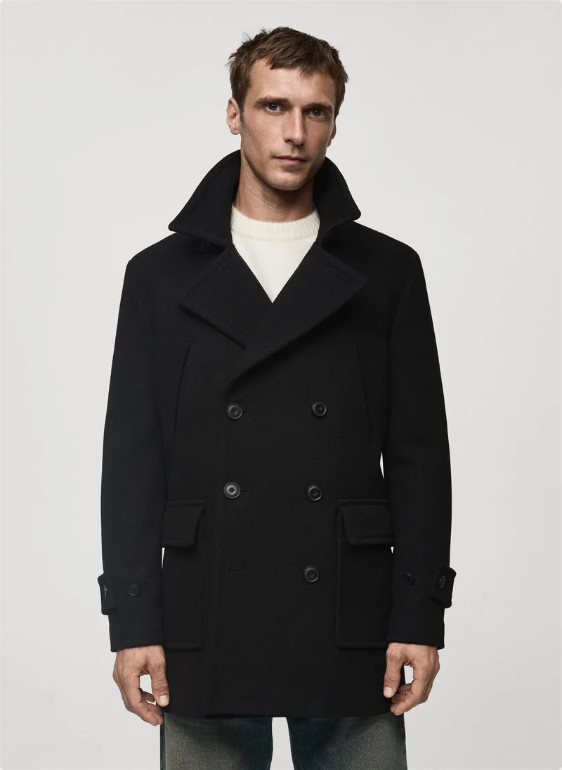 مانجو مان Recycled Wool Double Breasted Coat