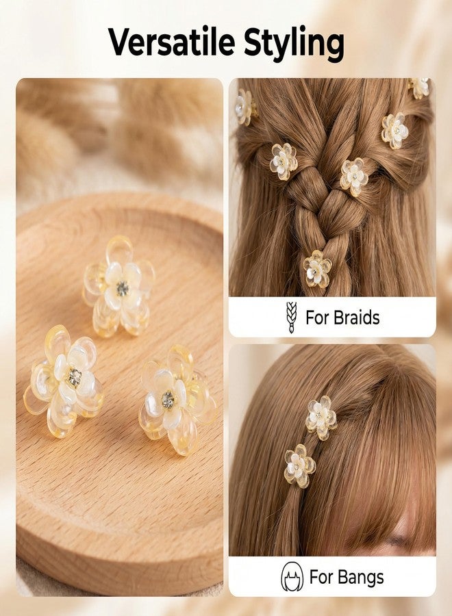 Agirlvct 20 PCS Mini Flower Hair Clips, Sweet Rhinestone Flower Bang Claw Clips, Decorative Wedding Bridal Bun Clip for Thick Thin Hair, Tiny Non-Slip Hair Accessories for Women Girls - Image 5