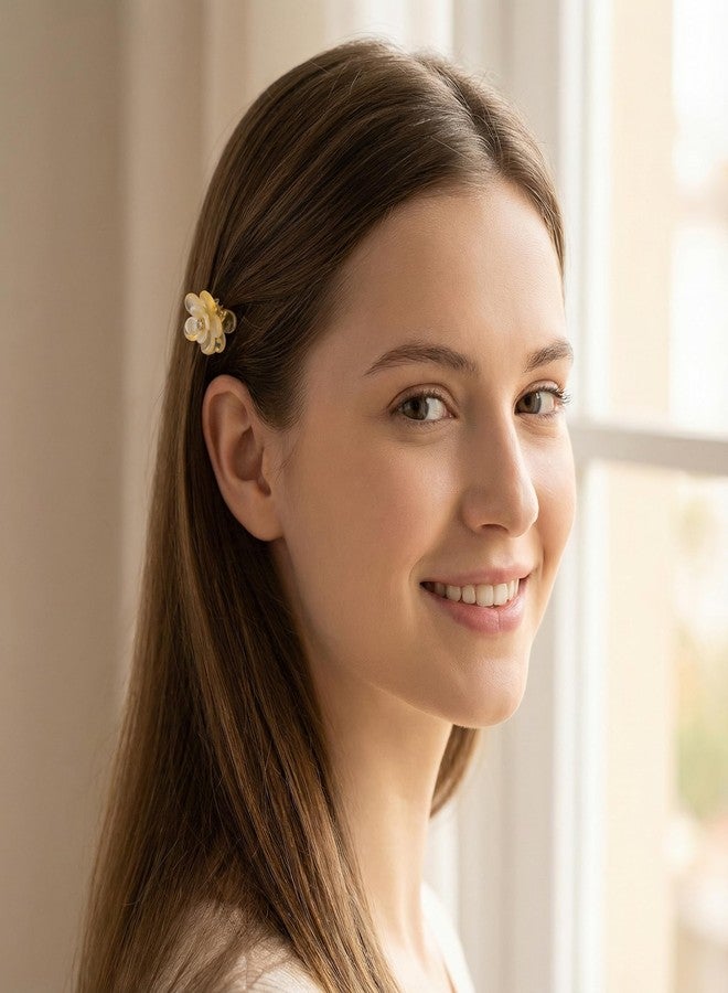 Agirlvct 20 PCS Mini Flower Hair Clips, Sweet Rhinestone Flower Bang Claw Clips, Decorative Wedding Bridal Bun Clip for Thick Thin Hair, Tiny Non-Slip Hair Accessories for Women Girls - Image 3