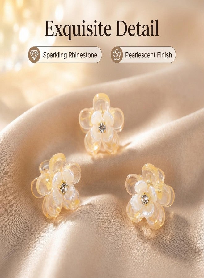 Agirlvct 20 PCS Mini Flower Hair Clips, Sweet Rhinestone Flower Bang Claw Clips, Decorative Wedding Bridal Bun Clip for Thick Thin Hair, Tiny Non-Slip Hair Accessories for Women Girls - Image 4