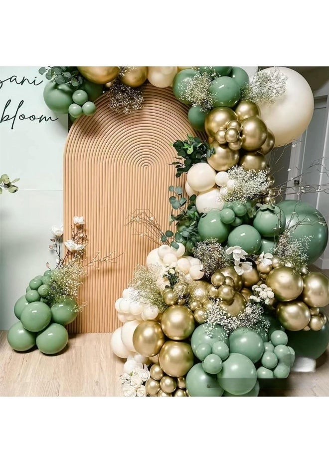 105-pcs Sage Green White Gold Balloon Garland Arch Kit,105Pcs Latex Balloons Different Sizes 12 10 5 Inch,Perfect for Graduation Baby Shower Wedding Birthday Bachelorette Party Backdrop Decoration,Indoor and Outdoor - Image 5