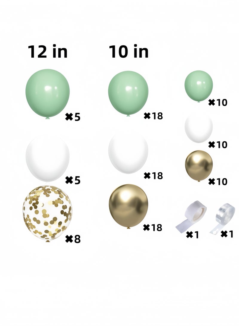 105-pcs Sage Green White Gold Balloon Garland Arch Kit,105Pcs Latex Balloons Different Sizes 12 10 5 Inch,Perfect for Graduation Baby Shower Wedding Birthday Bachelorette Party Backdrop Decoration,Indoor and Outdoor - Image 2