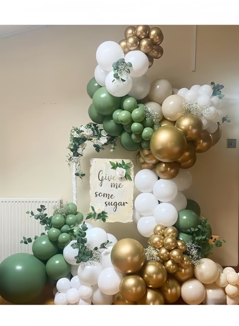 105-pcs Sage Green White Gold Balloon Garland Arch Kit,105Pcs Latex Balloons Different Sizes 12 10 5 Inch,Perfect for Graduation Baby Shower Wedding Birthday Bachelorette Party Backdrop Decoration,Indoor and Outdoor - Image 4