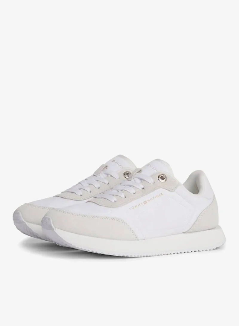 Tommy Hilfiger White Suede Mixed Texture Runner Sneakers for Women | Best Price UAE