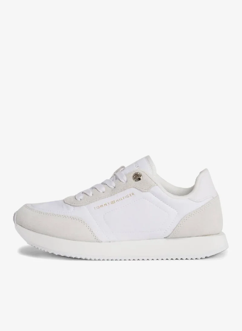 Tommy Hilfiger White Suede Mixed Texture Runner Sneakers for Women | Best Price UAE