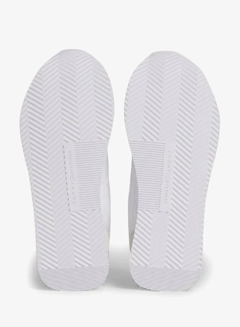 Tommy Hilfiger White Suede Mixed Texture Runner Sneakers for Women | Best Price UAE