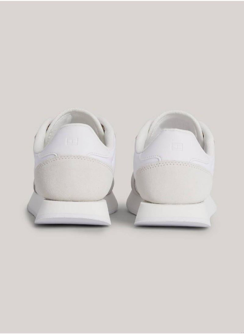 TOMMY HILFIGER Women's Suede Mixed Texture Runner Trainers -  Suede upper, White  - Image 2