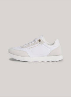 TOMMY HILFIGER Women's Suede Mixed Texture Runner Trainers -  Suede upper, White  - Image 5