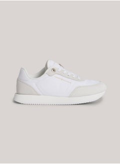 TOMMY HILFIGER Women's Suede Mixed Texture Runner Trainers -  Suede upper, White  - Image 1