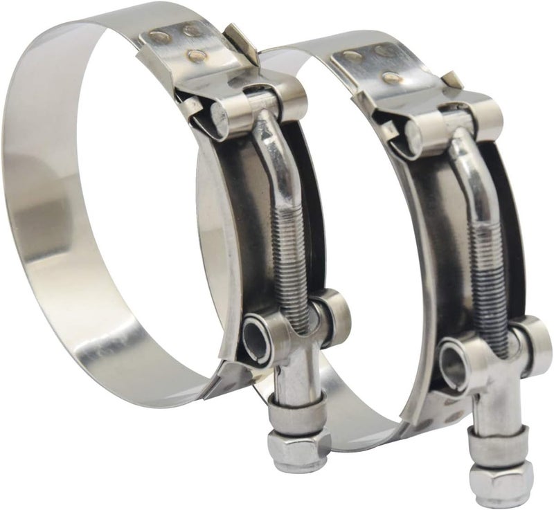 ROADFORMER 83mm - 91mm T-Bolt Hose O.D. Clamp - Clamp Range 3.28" - 3.58" for 3.5" Hose OD, Stainless Steel Bolt, SS Band Floating Bridge and Nylon Insert Locknut (83mm - 91mm, 2 pack) - Image 2