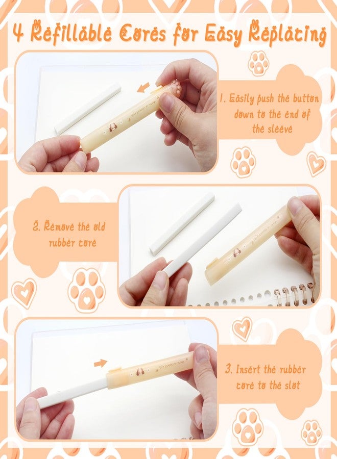 Benvo Retractable Cat Paw Erasers 4 Pcs with Refillable Rubbers Slim Erasers for Precise Erasing, Cute Eraser for Students, Artists, Office Use - Image 3