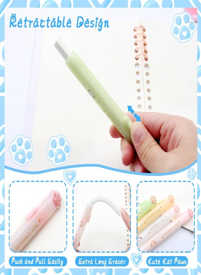 Benvo Retractable Cat Paw Erasers 4 Pcs with Refillable Rubbers Slim Erasers for Precise Erasing, Cute Eraser for Students, Artists, Office Use - Image 5
