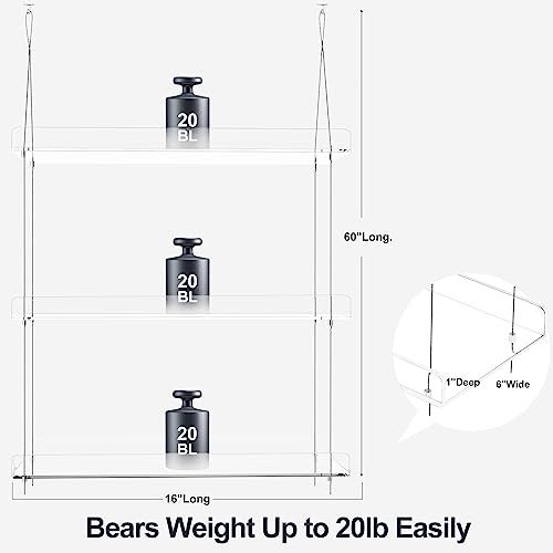 ZerzSemp 3-Tier Hanging Clear Plant Shelves for Windows, Acrylic Window Wall Plant Stand Shelf for Kitchen Indoor Gardens, Flower, Herb, Seedling Organization, and Pots Display, 16 Inch per Tier - Image 4