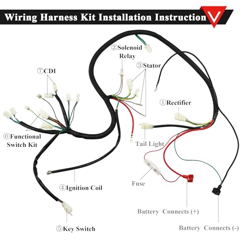 PRO BAT حزمة أسلاك كهربائية كاملة PRO BAT GY6 بدون غطاء مقاوم للماء CDI ملف لولبي GY6 125cc 150cc 200cc 250cc دراجة رباعية صينية كندي ATV باجي كارت سكوتر موبايل - Image 2