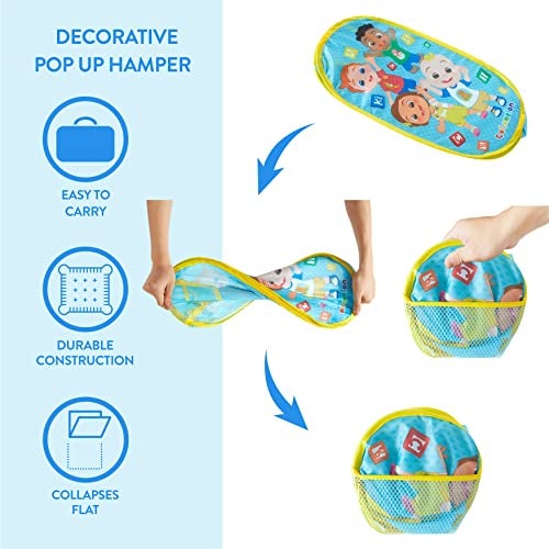 Idea Nuova Cocomelon Pop-Up Hamper with Durable Carry Handles, Kids Laundry & Room Storage Organizer, 21”H x 13.5”W x 13.5”L - Image 2