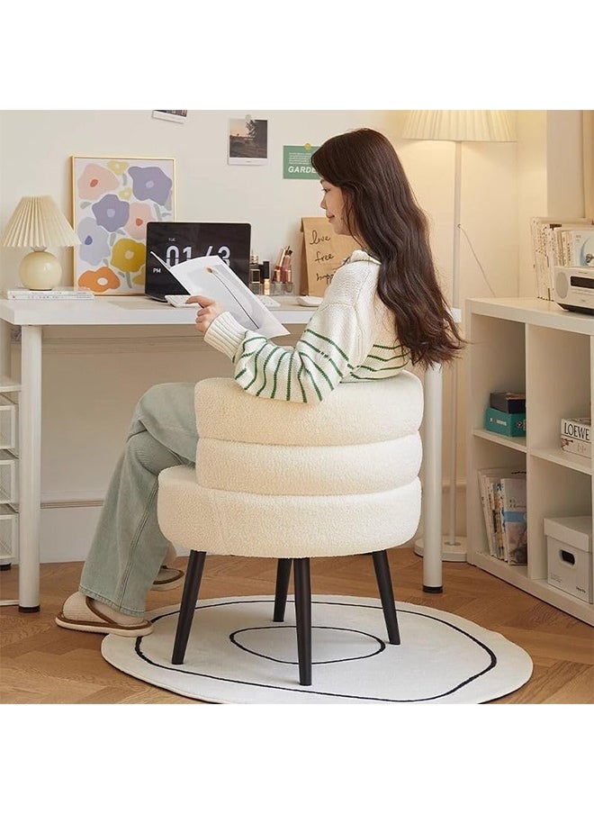 Taimi Elegant Design Boucle Chair, Bedroom Vanity Chair, Boucle Chair for Living Room and Office - White  - Image 3