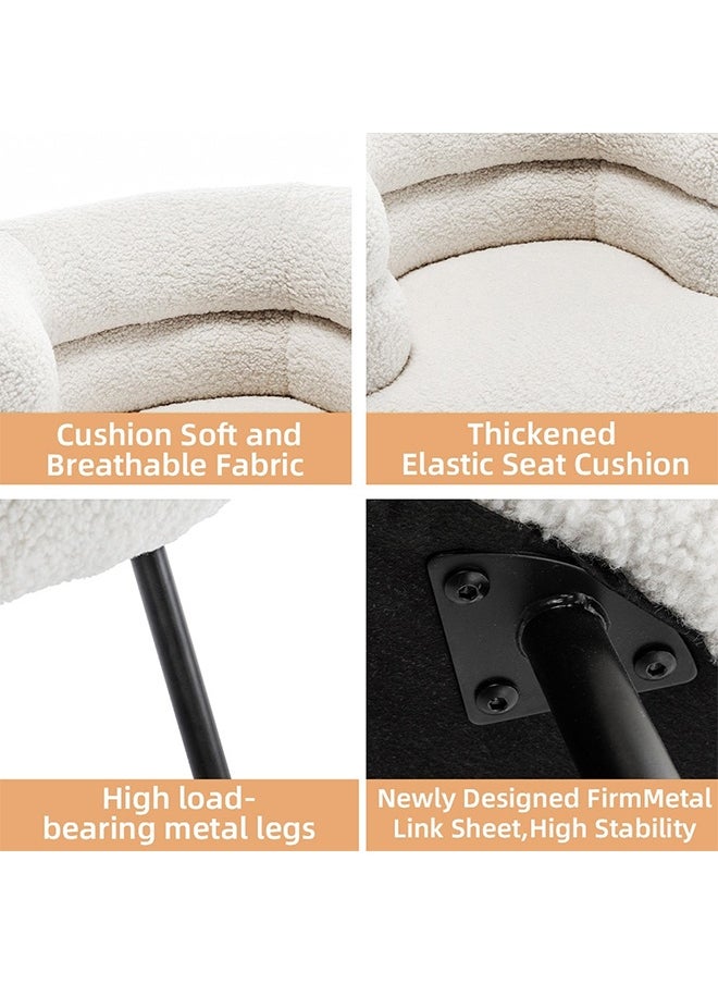 Taimi Elegant Design Boucle Chair, Bedroom Vanity Chair, Boucle Chair for Living Room and Office - White  - Image 5