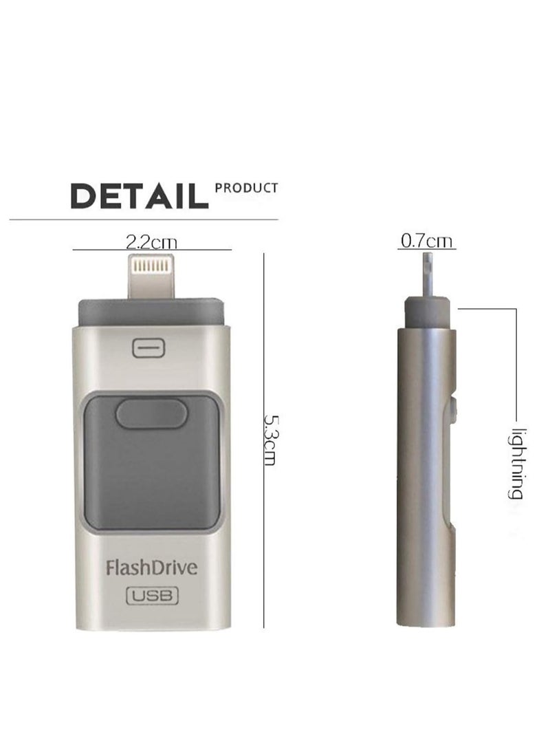 ELTRAZONE ELTERAZONE  3-In-1 OTG USB 3.0 Memory Stick Pen Drives for iPhone/iPad/Android /PC (256GB, Silver)  - Image 2