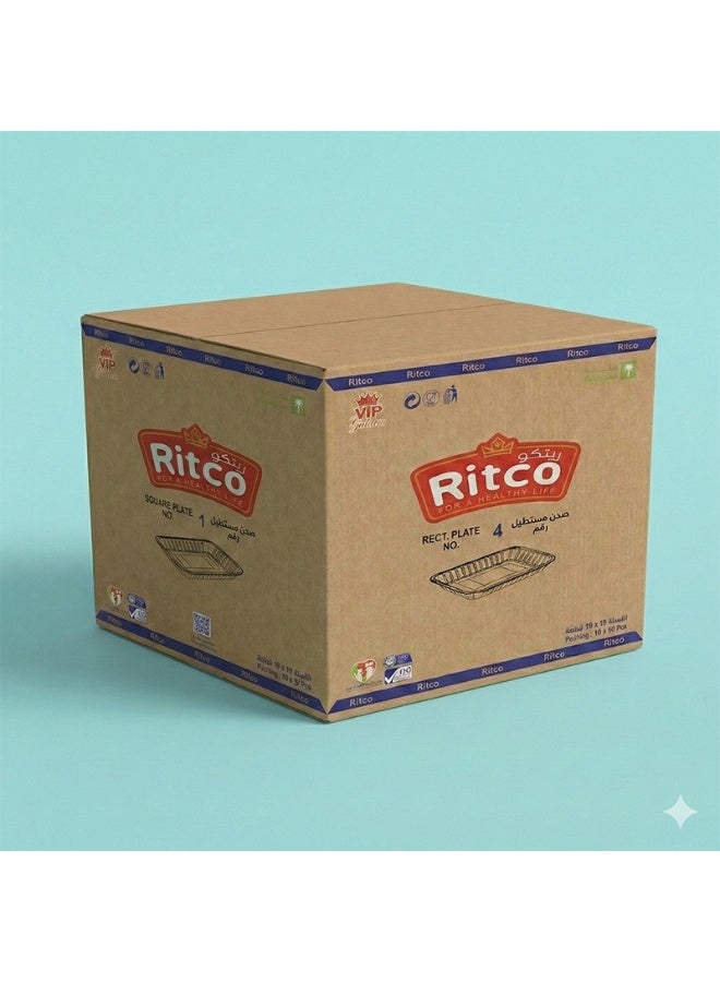 Ritco Carton Of Rectangular Plastic Plates, Size 4 (500 Plates/Carton) - Image 1