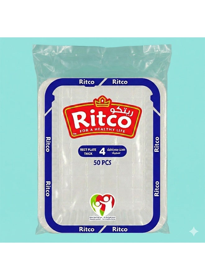Ritco Carton Of Rectangular Plastic Plates, Size 4 (500 Plates/Carton) - Image 5