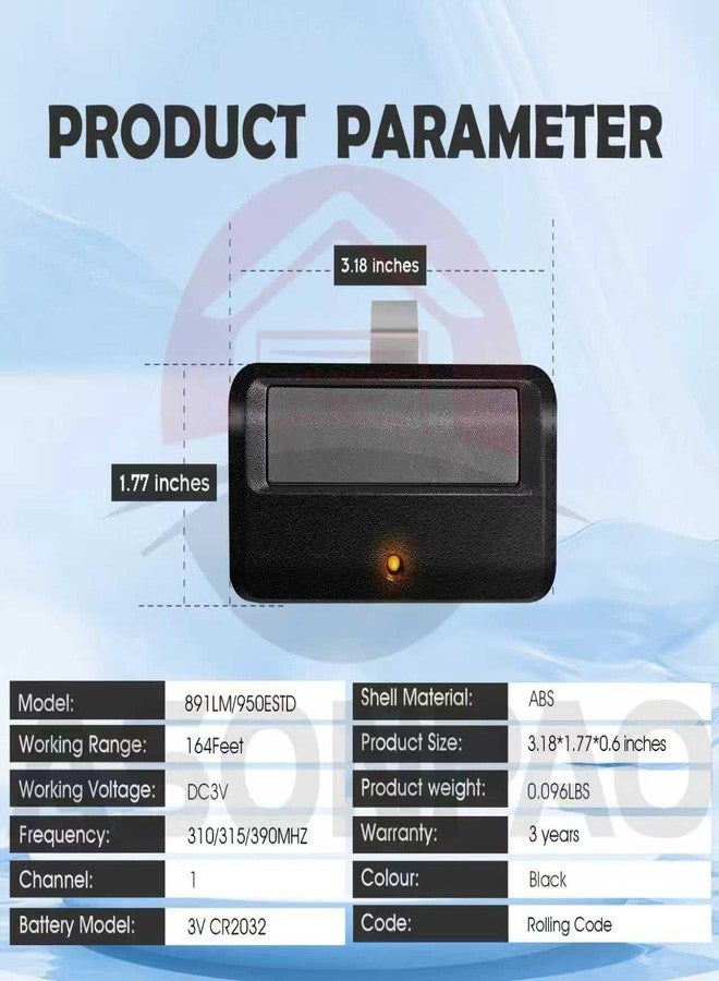 ASONPAO جهاز تحكم عن بعد ASONPAO Alisontech 950ESTD مخصص فقط لزر التعلم الأصفر الخاص بـ Chamberlain Garage Door Opener Security+ 2.0 myQ (عبوة من قطعتين) - Image 4