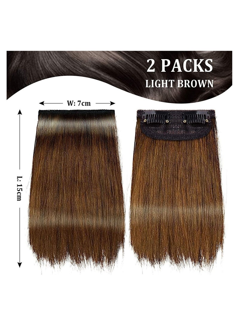 إستيل وسادة للشعر شعر مستعار سماكة الشعر منفوش شعر مستعار طبيعي شعر مستعار حقيقي قطعة وسادة غير مرئية Traceless Hairpiece Clip Extension بني فاتح - Image 2