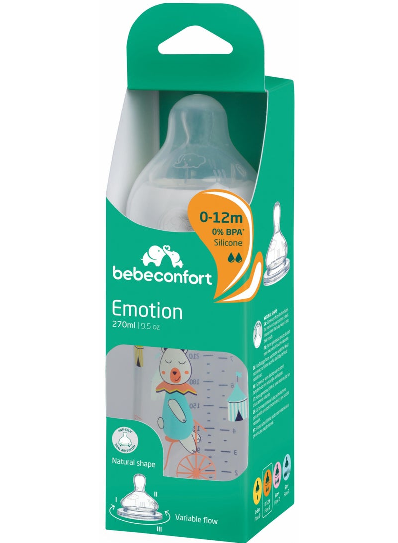 bebe confort Emotion Baby Bottle 0% BPA Silicone Natural Shape Nipple 0-12M 270 ML - Image 1