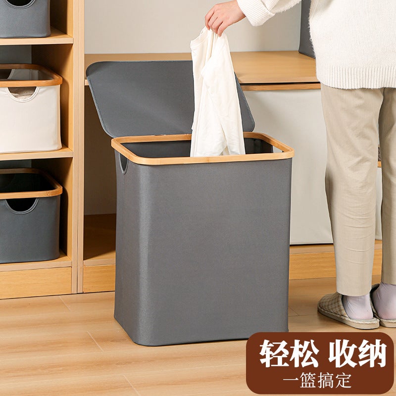 Household Dual-Use Oxford Cloth Dirty Clothes Basket Bedroom Change Of Clothes Toys Dirty Clothes Basket Foldableable Storage Basket - Image 2