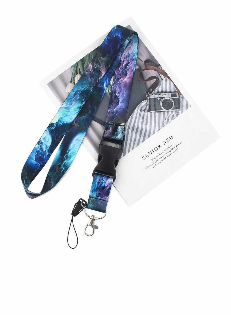 Generic Lanyard Strap, Soft Fabric Neck Lanyard Card Holder Keychain Lanyard Neck Strap Keys Lanyards Strap ID Lanyard Cell Phones Bags Accessories Quick Release Detachable Buckle, Blue Purple Galaxy Style - Image 4