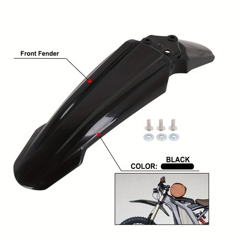 جناح أمامي أسود كهربائي للحماية من الوحل للدراجة النارية الكهربائية "Surron Light Bee X" و"Segway X160 X260". - Image 4