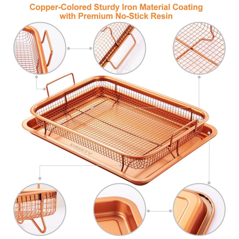 DRIXTY Air Fry Tray NonStick Crisper Tray for MicrowaveOver Baking Tray Crisping Steel Pan Grill Basket Uses Hot Air to Crisp and Fry Food Without Oil or Unhealthy Fats Grill Crisping Basket - Image 5