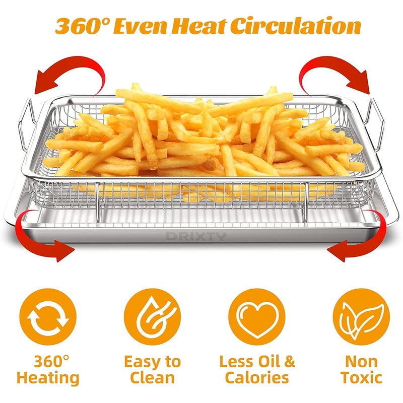 DRIXTY Air Fry Tray NonStick Crisper Tray for MicrowaveOver Baking Tray Crisping Steel Pan Grill Basket Uses Hot Air to Crisp and Fry Food Without Oil or Unhealthy Fats Grill Crisping Basket - Image 3