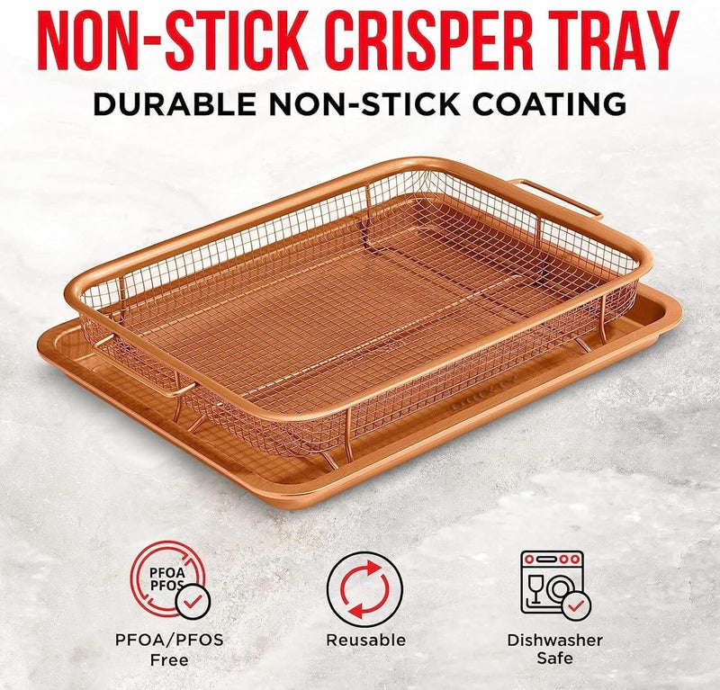 DRIXTY Air Fry Tray NonStick Crisper Tray for MicrowaveOver Baking Tray Crisping Steel Pan Grill Basket Uses Hot Air to Crisp and Fry Food Without Oil or Unhealthy Fats Grill Crisping Basket - Image 2