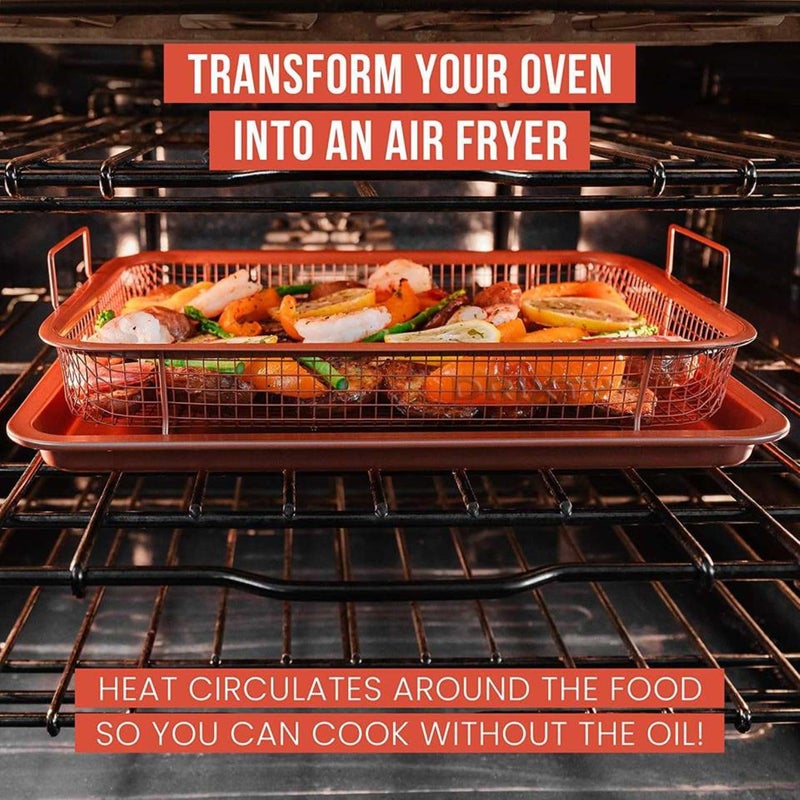 DRIXTY Air Fry Tray NonStick Crisper Tray for MicrowaveOver Baking Tray Crisping Steel Pan Grill Basket Uses Hot Air to Crisp and Fry Food Without Oil or Unhealthy Fats Grill Crisping Basket - Image 4