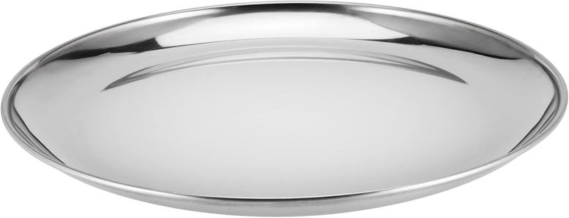 JOIKIT 6 Pack 12 Inch Silver Stainless Steel Plate Round Metal Dinner Plates Kitchenware Dinner Dishes Serving Tray Large Camping Plates for BBQ Snack Food Serving Dishwasher Safe - Image 4